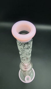 Custom Sandblast Pink Accent Double Perc Stemless